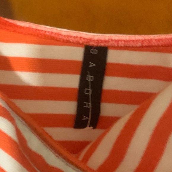 *Clearance-Final* Sabora Size M Orange Striped Off the Shoulder Mini Dress - Picture 2 of 6